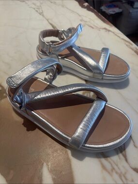Fitflop Silver Metallic Leather Sandals